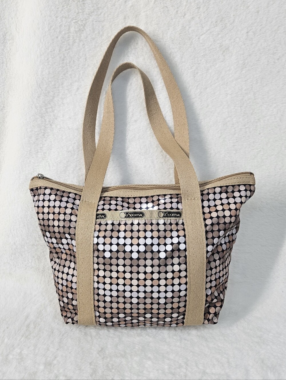 LeSportsac Beige and Brown Polka Dot Tote